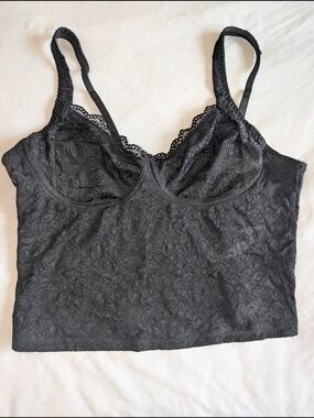 Lace Longline‎ Bralette Black Plus Cami Tank Lounge sexy layering